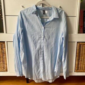 Blue button down blouse